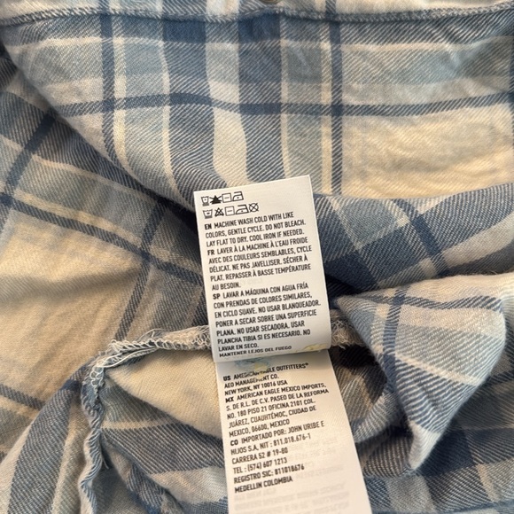 American Eagle Outfitters Seriously Lived In Blue Plaid Shirt Medium - Picture 8 of 11